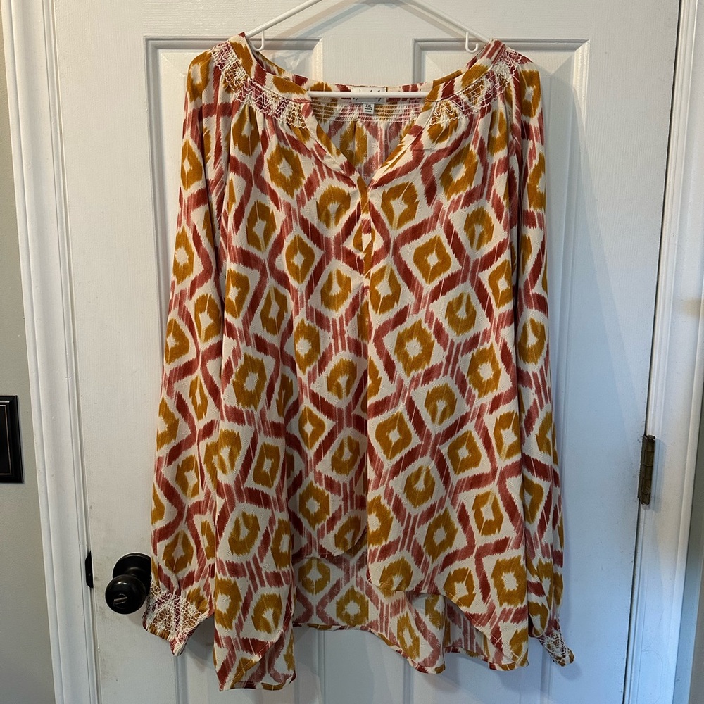 Women’s Wonderly Long Sleeve Multicolor Blouse - Size XXL
